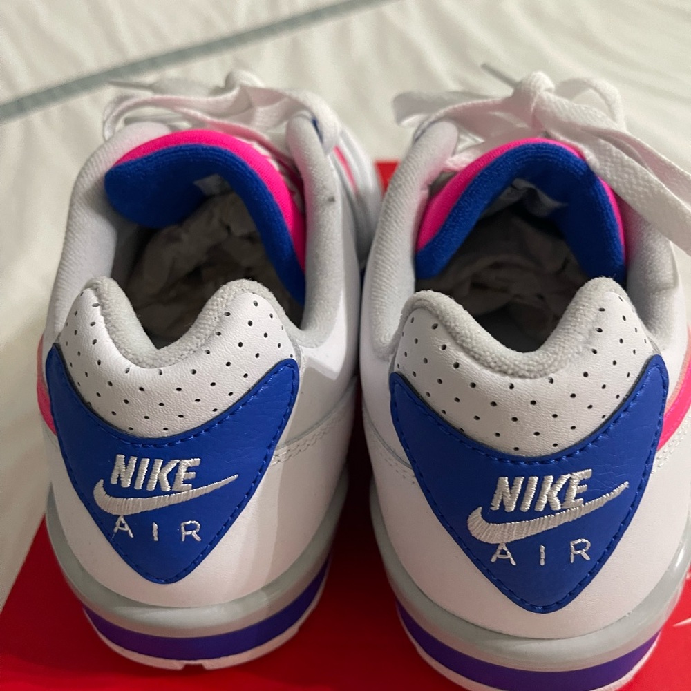 Nike White and Pink Athletic Shoes with Blue Highlights - Picture 3 of 4